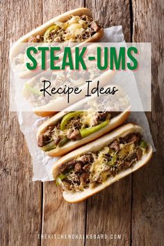 steak ums recipe with text overlay