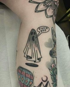 a person with a tattoo on their arm that has different things on it and the words fuel off