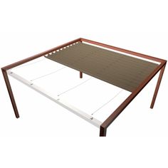 an image of a bed frame that is made out of wood and white material with no sheets