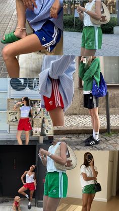 Artsy Sporty Outfits, Basketball Shorts Gym Outfit, Spring Summer Transition Outfits, Green Adidas Shorts Outfit, Sport Short Outfits, Sports Tee Outfit, Adidas Track Shorts Outfit, Cool Athleisure Outfits, Adidas Shorts Outfit Aesthetic