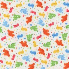 a white background with multicolored fish and dots on the bottom half of it