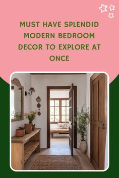 a pink and green cover with the words must have splendid modern bedroom decor to explore at once