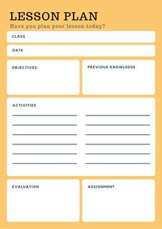 the lesson plan is shown in yellow and white, with an orange background that says lesson plan