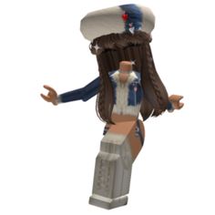 a cartoon character with long hair wearing a hat and holding her arms out to the side