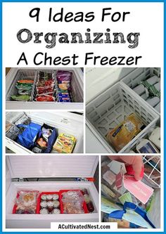 there are five pictures with the words 5 ideas for organizing a chest freezer