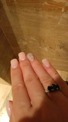 Glitter Accent Nails Acrylic, Bubble Bath Nails With Glitter, Bubble Bath Nails With Design, Silver Glitter Accent Nail, Opi Neutral, Bubble Bath Nails, Nails Dnd, Pink Black Nails, Opi Gel Nails