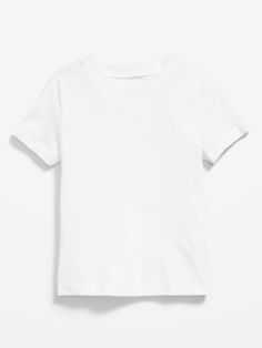 crew neck short sleeves relaxed fit hits below waist Simple White Short Sleeve T-shirt, White Solid Color Crew Neck T-shirt, White Basic Short Sleeve T-shirt, Simple White Plain T-shirt, White Short Sleeve Throwback T-shirt, Hoco Pictures, Toddler Boy Tops, Family Maternity, Toddler Sizes