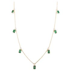 Natural 4.06 Carat Octagon Emerald Everyday Chain Necklace in 14K Gold studded with octagon cut emerald. This stunning piece of jewelry instantly elevates a casual look or dressy outfit. Emerald enhances the intellectual capacity. Designed with a octagon cut emerald set in bezel settings in center making a chain of the necklace to make you stand out of the crowd. This is a perfect Grandma Gift, Bridal Shower Gift, Mom Gift, Gift For Sister, Mother Daughter Gift, Bride To Be Gift, Bridesmaid Gift Luxury Yellow Gold Emerald Necklace With Clavicle Chain, Elegant Hand-strung Green Emerald Necklace, Gold Multi-stone Emerald Necklace Gift, Green Diamond-cut 14k Gold Necklace, Luxury 14k Gold Emerald-cut Emerald Necklace, Gold Gemstone Necklace, Mother Daughter Gifts, Gold Charm Necklace, Look Casual