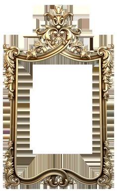 an ornate gold frame with scrolls and leaves on the edges, isolated against a white background