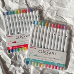 several different colored markers are in the package