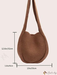 BirdinBag - Chic Crochet Beach Bag: Sleek and Stylish Womens Hobo Bag Trendy Knitted Tote Shoulder Bag, Casual Crochet Travel Bag, Casual Knitted Crochet Travel Bag, Casual Bucket-style Hobo Bag For Daily Use, Casual Daily Use Hobo Bag With Bucket Shape, Casual Everyday Handheld Hobo Bag, Casual Knitted Rectangular Shoulder Bag, Casual Handheld Hobo Bag For Everyday Use, Casual Brown Bucket Bag For Shopping