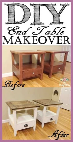 diy end table makeover before and after with step by step instructions on how to paint it