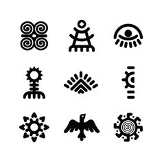 an image of different symbols in black and white