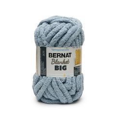 yarn ball in light blue with the words bernat on it