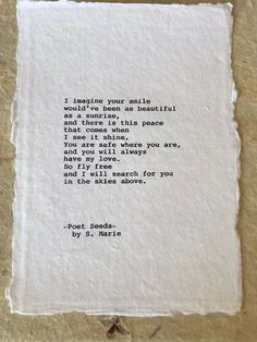 a piece of paper with a poem written on it