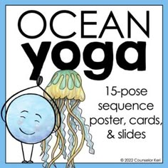 an ocean yoga poster with jellyfishs and other sea creatures on it's back