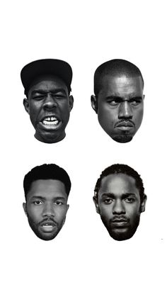 four black men with different facial expressions on their faces, one is angry and the other is frowning