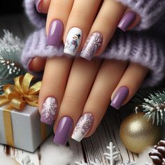 Add a pop of color to your holiday manicure with purple Christmas nails! Whether you love glitter, metallics, or matte shades, there are endless ways to incorporate purple into your festive look. From subtle accents to bold designs, these purple nail ideas will make your nails stand out in the best way possible. Perfect for Christmas parties, family gatherings, or simply getting into the holiday spirit! Christmas Nails Purple, Purple Christmas Nails, Purple Nail Ideas, Mom Nails, Purple Ideas, Cowboy Nails, Glitter French Nails, Nail Vibes, Holiday Manicure