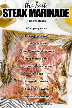 the best steak marinade recipe in a bag with ingredients to make it easy and delicious