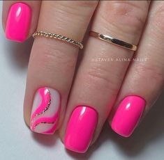 Girls Summer Nails, Summer Nails Art Designs, Coral Nails With Design, Nail Designs For 2023, Cruise Nails, Summer Nails Art, Coral Nails, Hot Pink Nails