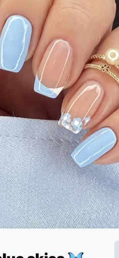 Summer Nail Designs 2024 Square, Color French Tip Nails Square, Pink And Blue Nail Ideas, Polish Ideas For Short Nails, French Manicure With Blue, French Tip Nails Square Short, Different Color French Tip Nails, Color French Tip Nails, French Tip Nails Square