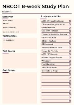 the ncot 8 - week study plan is shown in this screenshoter's image