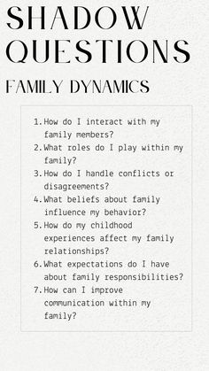 Family Therapy Activities Communication Conflict Resolution, Writing Family Dynamics, Family Prompts, Shadow Questions, Work Questions, Family Roles, Mindfulness Journal Prompts