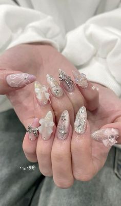 Ballet Core Nails, Acubi Nails, Acubi Coquette, Coquette Ballet, Bow Nails, Asian Nails, Korean Nails, Ballet Core