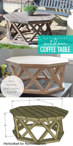 an outdoor coffee table with plans to build it