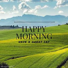 a green field with the words happy morning have a great day