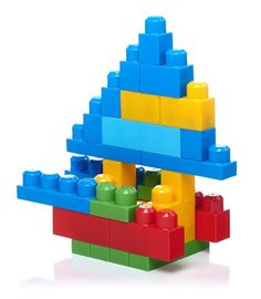 an image of a building made out of legos on a white background with space for text