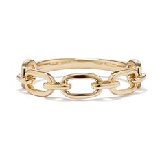 Show-off your unique style with this lovely link ring. Hypoallergenic 14k polished yellow gold is great for sensitive skin. Elegant Gold-tone Chain Ring For Gift, Elegant White Gold Chain Ring For Formal Occasions, Chic Yellow Gold Open Band Jewelry, Elegant Gold Oval Link Ring, Elegant Gold Link Rings, Modern 14k Gold-tone Rings, Minimalist 14k Gold-tone Ring, Elegant Oval Link Chain Ring For Formal Occasions, Elegant Formal Chain Ring With Oval Link