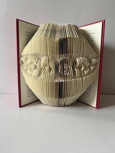 an open book with folded pages in the shape of a face