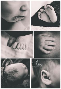 black and white photo collage with baby's feet