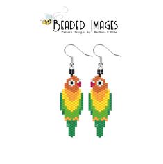 a pair of earrings with an image of a bird on the front and back of it