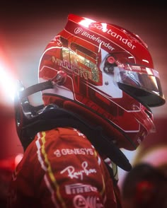 the helmet of race driver michael whitis is seen in this photograph taken from behind