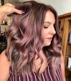 Mauve Balayage, Red Violet Balayage, Violet Balayage, Red Violet Hair Color, Hair Color Ideas Trending, Red Violet Hair, Violet Hair Colors, Wedding Hair Colors, Red Ombre Hair