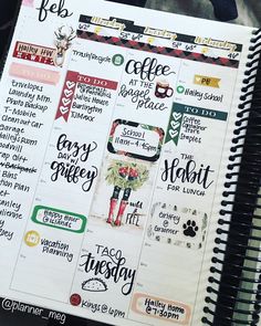 a planner page with the words coffee and things to do on it