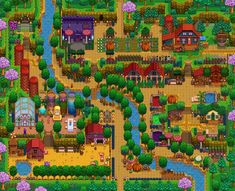 an image of a map that looks like it is from the game animal crossing, with houses and trees