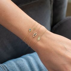 Beautiful 14k gold mini evil eye bracelet available in yellow, white, and rose gold in the length of your choice. Perfect solo or stacked, it will be your new favorite bracelet! Size of Eye: Approx. 7mm(W) by 4mm(H) Total Weight : Approx. 2 grams Ships in 3-6 business days Rush orders ship in 2-4 business days Comes gift ready in a custom Zoe Lev jewelry box Diamond Evil Eye Bracelet, Gold Evil Eye Bracelet, Diamond Evil Eye, Vs Diamond, Tiny Diamond, Tiny Heart, Eye Bracelet, Rose Gold Bracelet, Yellow Gold Bracelet