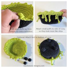 instructions to crochet a green and black dishcloth