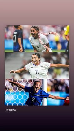 four photos of soccer players in different poses