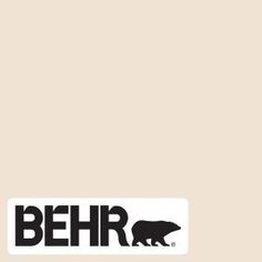 the logo for behr is shown in black and white on a light yellow background