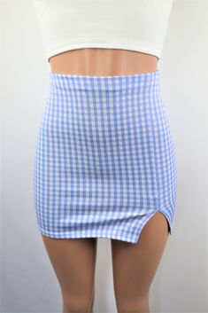 Blue And White Plaid Skirt, White Plaid Skirt, Costume Inspo, Checkered Skirt, Mini Pencil Skirt, Blue Checkered, Plaid Mini Skirt, Affordable Clothes, Plaid Skirts