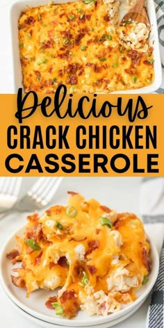 two pictures with different types of casserole in them and the words delicious crock chicken casserole