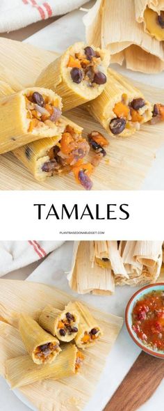 tamales are stuffed with meat, beans and cheese for an easy dinner or appetizer