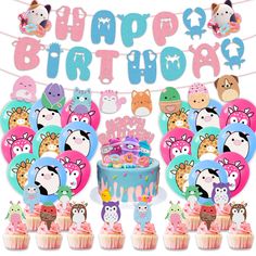 a birthday party with cupcakes and decorations