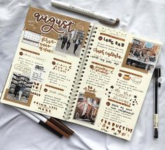 an open notebook with pictures and writing on it