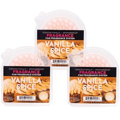 three packages of vanilla spice sitting next to each other