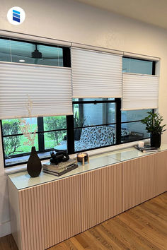 Large window with white cellular shades from Blinds.com. Honeycomb Blinds, Wood Blinds, Best Insulation, Less Is More, Faux Wood